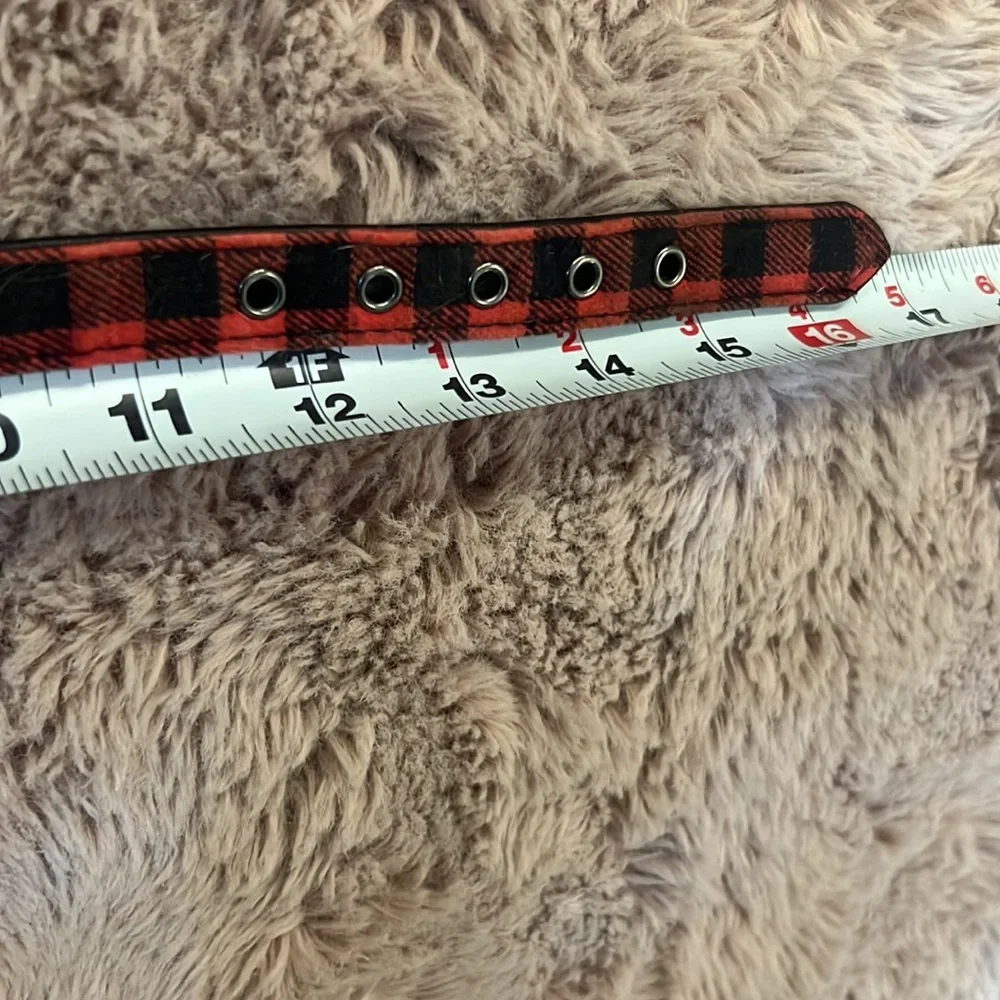 Bond & Co. red & black buffalo plaid flannel style dog pet collar .75” thick​